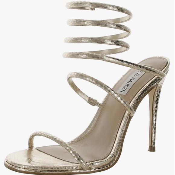 Steve Madden Exotics Snake Skin Gold Strappy Heels